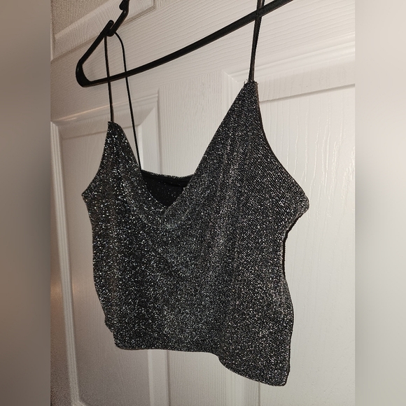 H&M Cropped Sparkle Party Top - Picture 2 of 5